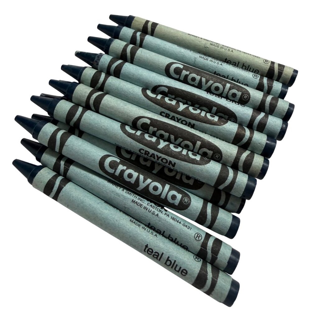 Retired Vintage Crayola Teal Blue Crayon Pack of 16 Wax Art Supplies Collectable